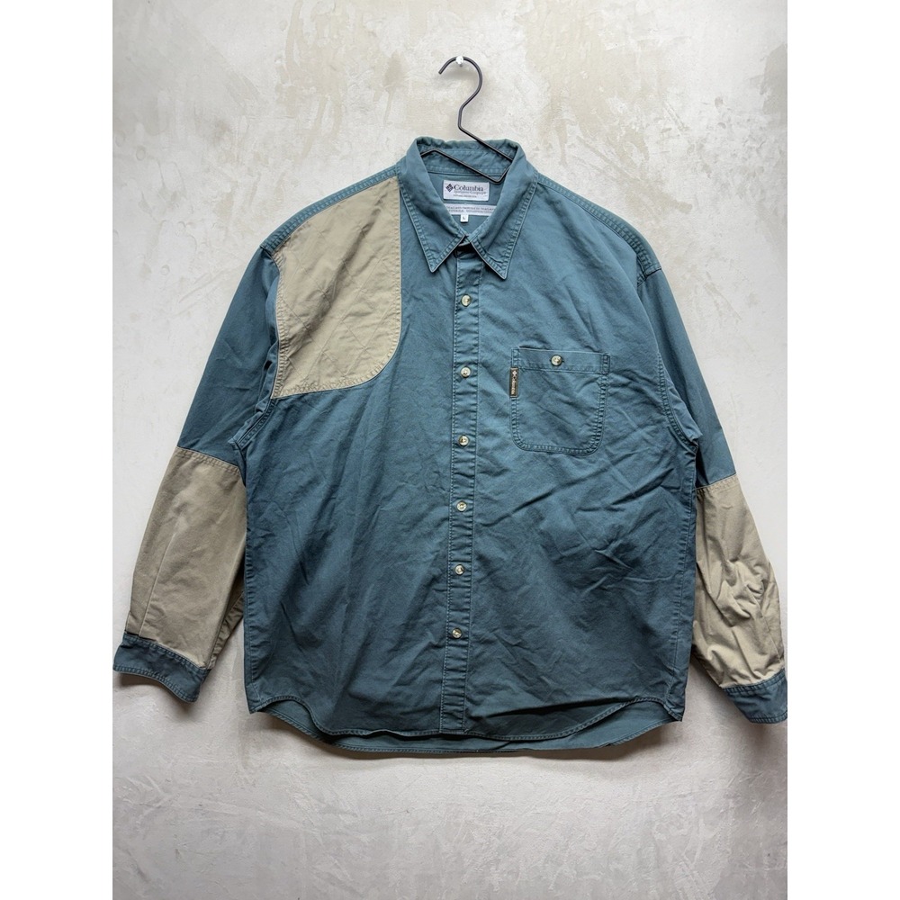 VTG Columbia Shirt Mens Large Green Shooting Hunting Outdoor Long Sleeve Button